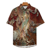 Embossed Rustic Design Faux Linen Button Down Shirt with Chest Pocket 15