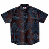 Embossed Blue Velvet Button Down Shirt 10