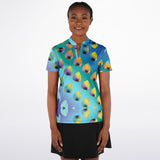 Women's Leaf Gradient Stand Up Collar Polo