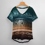 Tribal Pattern Low Cut V-Neck T-Shirt