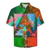 Triangles in a Square Faux Linen Button Down Shirt with chest pocket