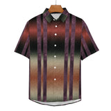 Gradient Linen Double Side Stripe Pattern Faux Linen Button Down Shirt with chest pocket 3