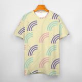 Unisex Half Rainbow Pattern Big Print Cotton T-Shirt