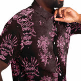 Embossed Pink Velvet Button Down Shirt 8