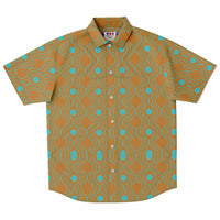 Bronze Turquoise Wave Circle Button Down