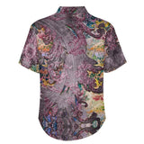 Embossed Rustic Design Faux Linen Button Down Shirt with Chest Pocket