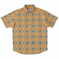 Orange Blue Wave Circle Button Down