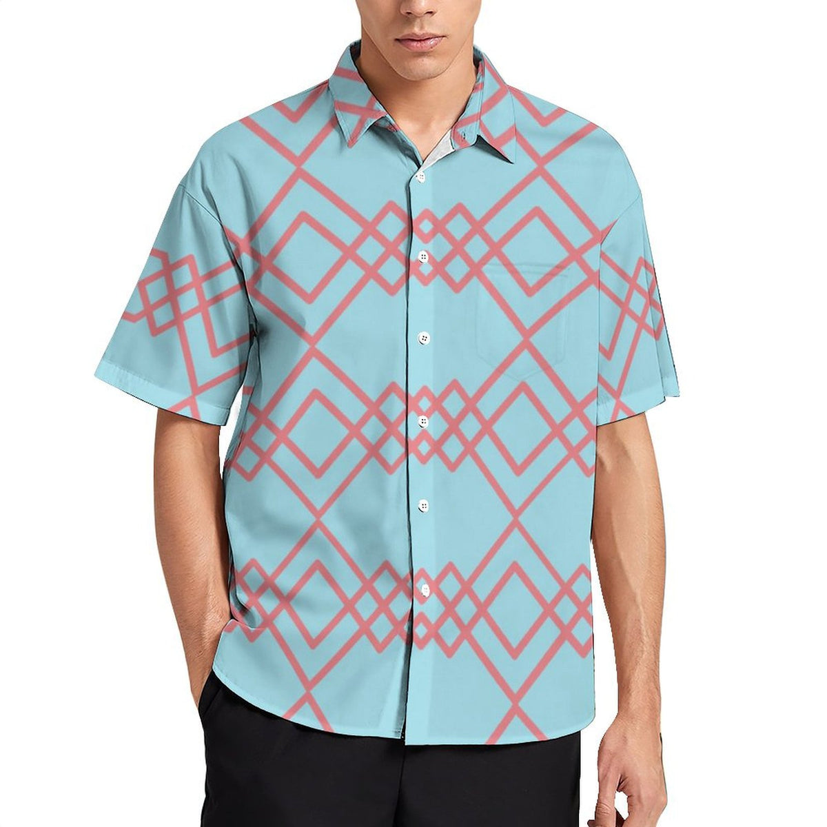 Blue and Pink Pattern Button Down – Oscar Guardiola Designs