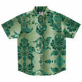 Embossed Teal Velvet Button Down Shirt 3