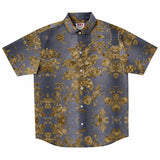 Embossed Gold Velvet Button Down Shirt 4
