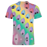 Gradient Leaves Pattern Cotton T-Shirt 10