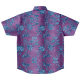 Embossed Blue Velvet Button Down Shirt 7