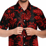 Embossed Claret Velvet Button Down Shirt 5