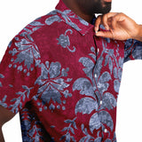 Embossed Red Velvet Button Down Shirt 2
