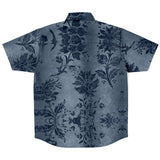 Embossed Blue Velvet Button Down Shirt