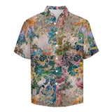 Embossed Rustic Design Faux Linen Button Down Shirt with Chest Pocket 9