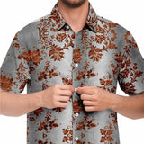 Embossed Russet Velvet Button Down Shirt