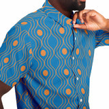 Blue Orange Wave Circle Button Down