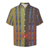 Two Tone Linen Double Side Stripe Pattern Faux Linen Button Down Shirt with chest pocket 9