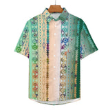 Tribal Pattern Faux Linen Shirt with pocket 11