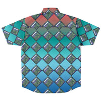 Jewel-tone Diamond Pattern Button Down