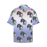 Black Jaguar Lavender Hawaiian Shirt with Chest Pocket