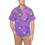 Hawaiian Leaves Bird Shirt with Chest Pocket