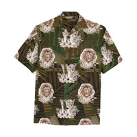 Lion Cheetah Hawaiian Shirt with Chest Pocket