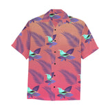 Hawaiian Leaves Bird  Shirt with Chest Pocket