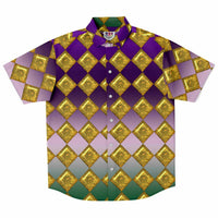 Jewel-tone Diamond Pattern Button Down