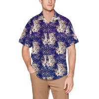 Purple Cheetah  Chest Pocket Hawaiian Shirt