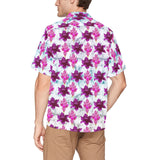 Pink Tropical Flowers Hawaiian Shirt with Chest Pocket