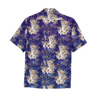 Purple Cheetah  Chest Pocket Hawaiian Shirt