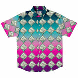 Jewel-tone Diamond Pattern Button Down