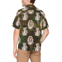 Lion Cheetah Hawaiian Shirt with Chest Pocket