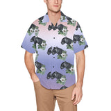 Black Jaguar Lavender Hawaiian Shirt with Chest Pocket