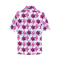 Pink Tropical Flowers Hawaiian Shirt with Chest Pocket