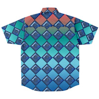 Jewel-tone Diamond Pattern Button Down