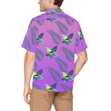 Hawaiian Leaves Bird Shirt with Chest Pocket