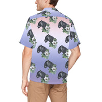 Black Jaguar Lavender Hawaiian Shirt with Chest Pocket