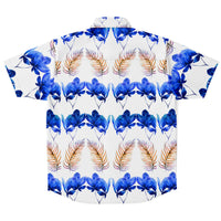 Blue and Gold Tropical Button Down