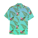 Hawaiian Leaves Bird  Shirt with Chest Pocket