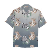 Cheetah Zebra Hawaiian Shirt with Chest Pocket