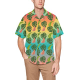 Hawaiian Leaves flowers  Shirt with Chest Pocket