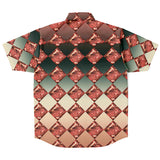 Jewel-tone Diamond Pattern Button Down