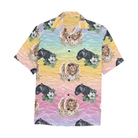 Lion Jaguar Gradient Hawaiian Shirt with Chest Pocket