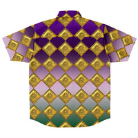 Jewel-tone Diamond Pattern Button Down