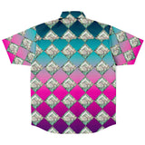 Jewel-tone Diamond Pattern Button Down