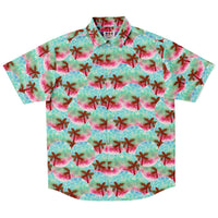 Retro Neon Tropical Pattern Button Down