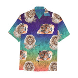 Ombre Tiger Lion Hawaiian Shirt with Chest Pocket